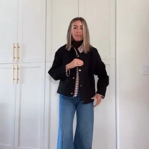 Cropped Barn Jacket Lightweight Zip Up Casual Vintage Style Fall Outerwear